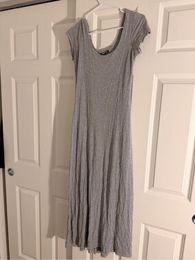 Mint Light Gray Scoop Neck Maxi Dress